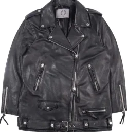 HUMAN SCALES Unisex Oversize Nahkatakki, EMELIE LEATHERJACKET Musta