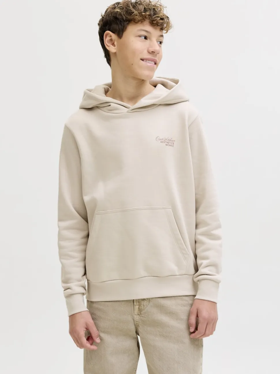 Jack and Jones Junior lasten huppari JJROAR SWEAT HOOD JNR, beige