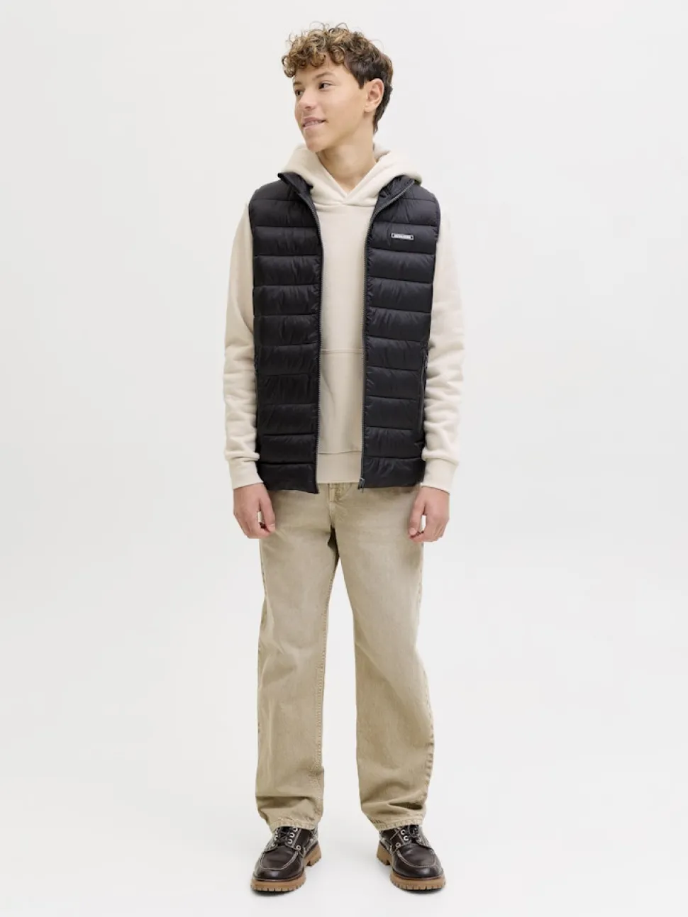 Jack and Jones Junior lasten huppari JJROAR SWEAT HOOD JNR, beige