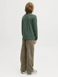 Jack and Jones Junior lasten paita JORBLEECKER MINIMAL TEE LS CREW NECK JNR, vihreä