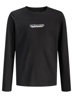 Jack and Jones Junior lasten paita JORBLEECKER MINIMAL TEE LS CREW NECK JNR, musta