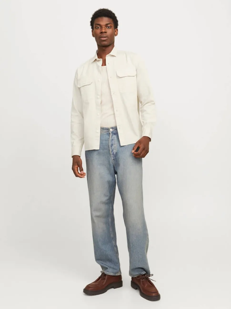 Jack and Jones miesten farkkupaita, JJETRAVIS SHIRT LS Moonbeam