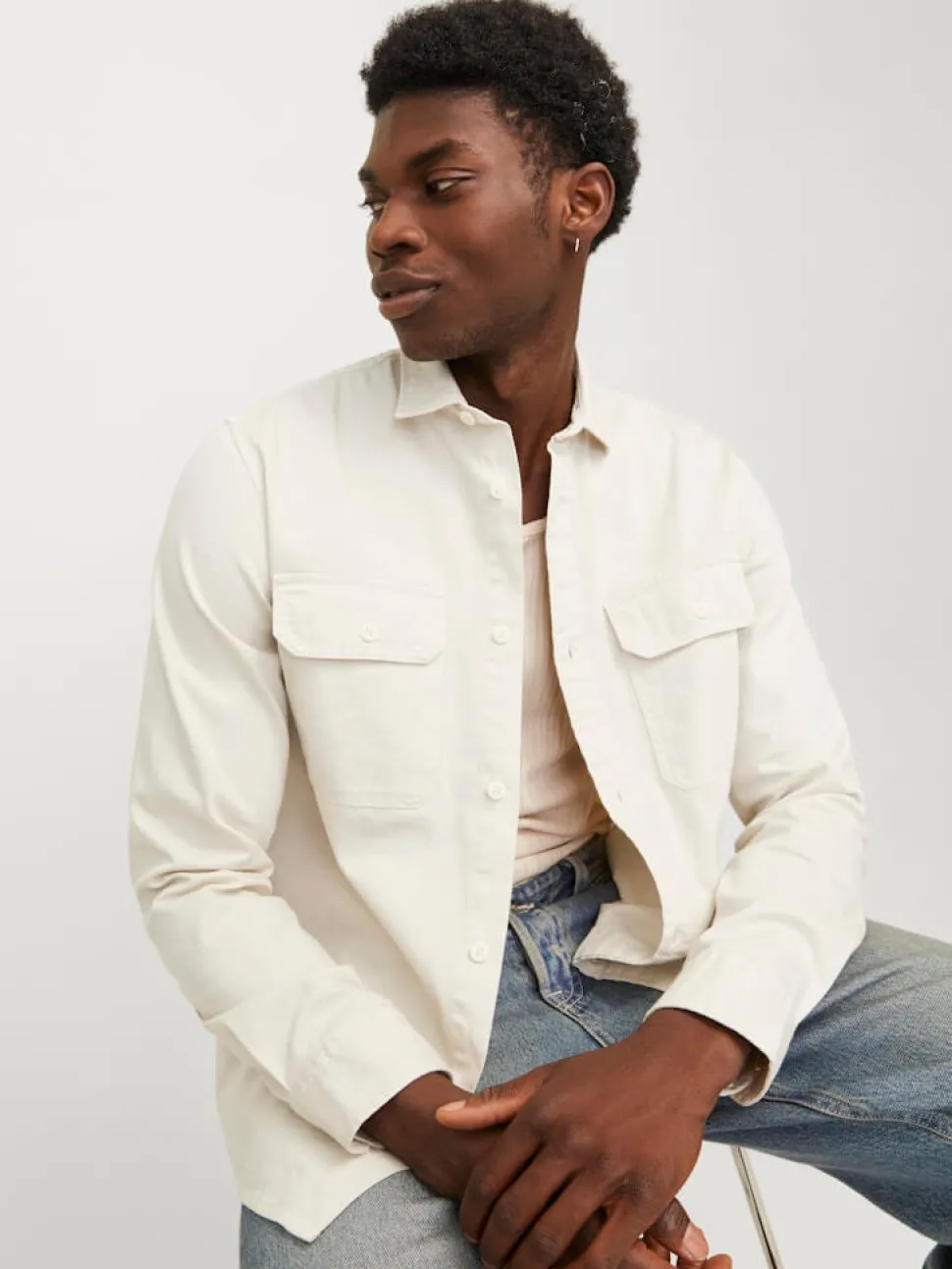 Jack and Jones miesten farkkupaita, JJETRAVIS SHIRT LS Moonbeam