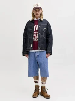 Jack and Jones miesten farkkushortsit JJIRON JJORIGINAL SHORTS SQ 730 SN, Blue Denim