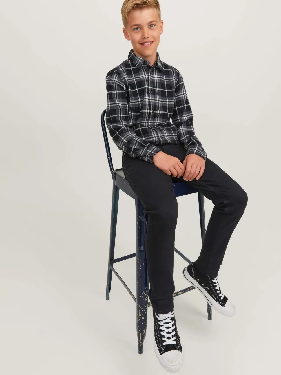 JACK&JONES JUNIOR Farkut, JJIGLENN JJORIGINAL MF072 Musta