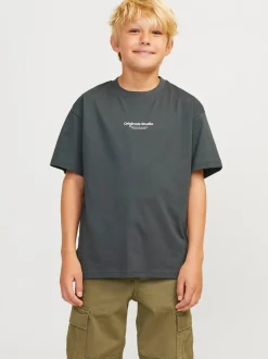 JACK&JONES JUNIOR lasten t-paita, JORVESTERBRO TEE SS CREW NECK Tummanvihreä