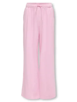 Kids Only lasten housut, KOGSIESTA PULL-UP LINEN BLEND PANT Vaaleanpunainen