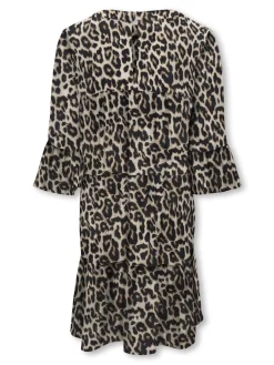 Kids Only lasten mekko, KOGGLOW LIFE ALBERTE 3/4 DRESS AOP Ruskea Kuosi