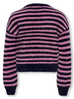 Kids Only lasten neule, KOGNEWPIUMO LS PULLOVER NOOS Raidallinen Pinkki