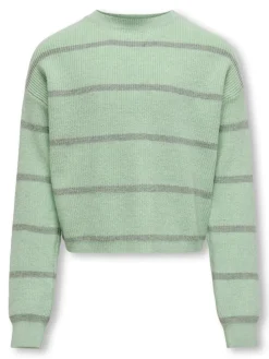 Kids Only Lasten Neulepusero, KOGFRANCA SHORT STRIPE KNIT NOOS Vaaleanvihreä