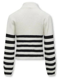 Kids Only Lasten Neulepusero, KOGFRANCA HALF ZIP LS STRIPE KNIT Mustavalkoinen