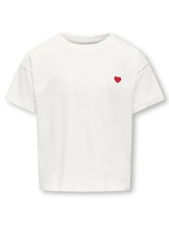 Kids Only lasten t-paita, KOGMAIKEN LIFE CROPHEART SS TOP Valkoinen