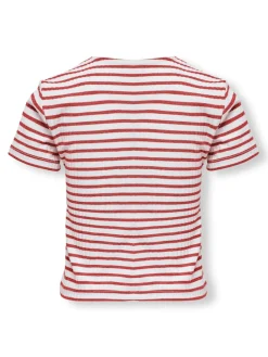 Kids Only Lasten T-paita, KOGNELLA STRIPED SS O-NECK TOP Raidallinen Punainen
