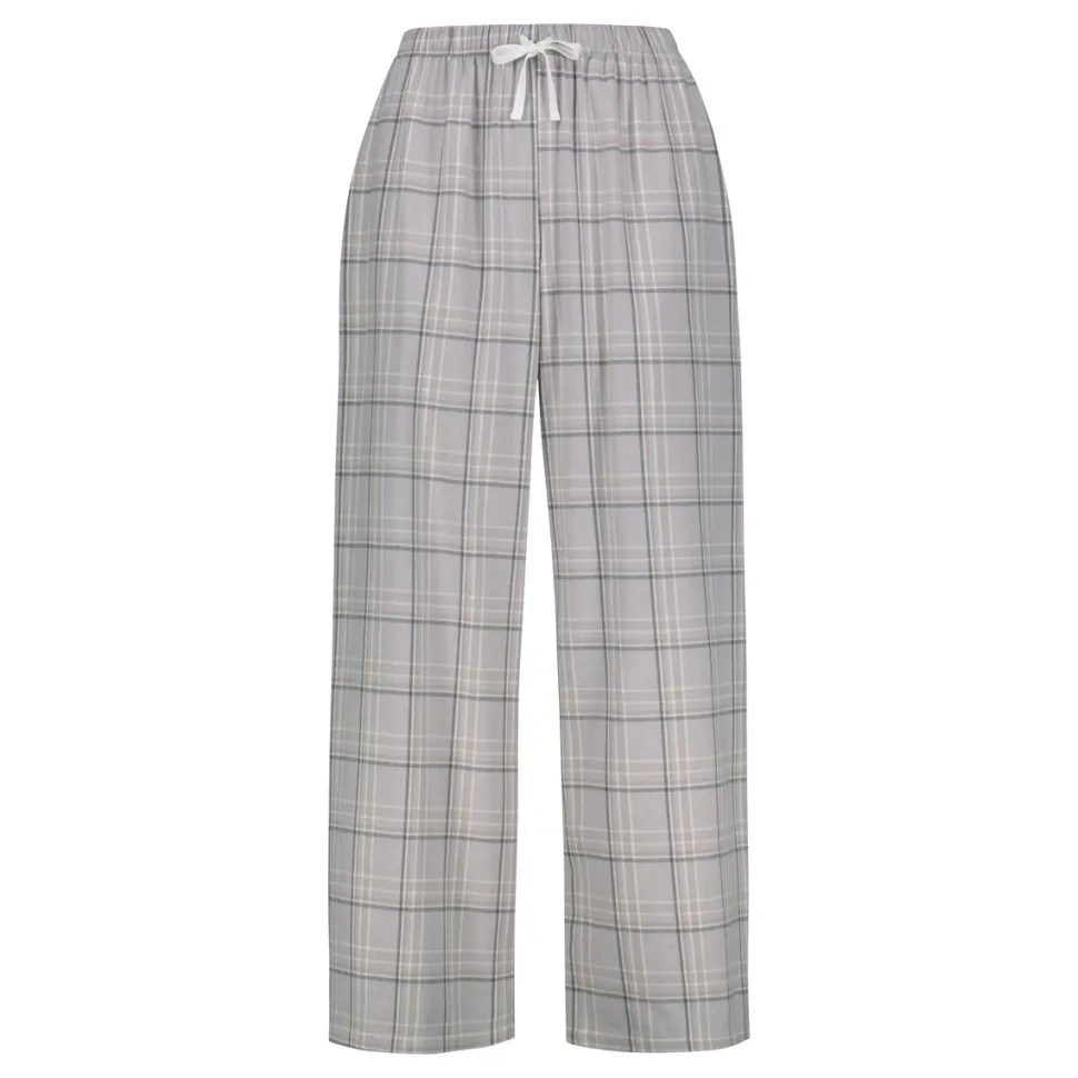 Klement naisten pyjamahousut Kia ruutuhousu, beige ruutu