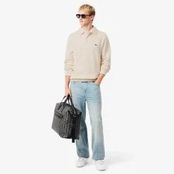 Lacoste miesten collegepaita Classic Fit Polo Collar Ribbed Sweater, luonnonvalkoinen