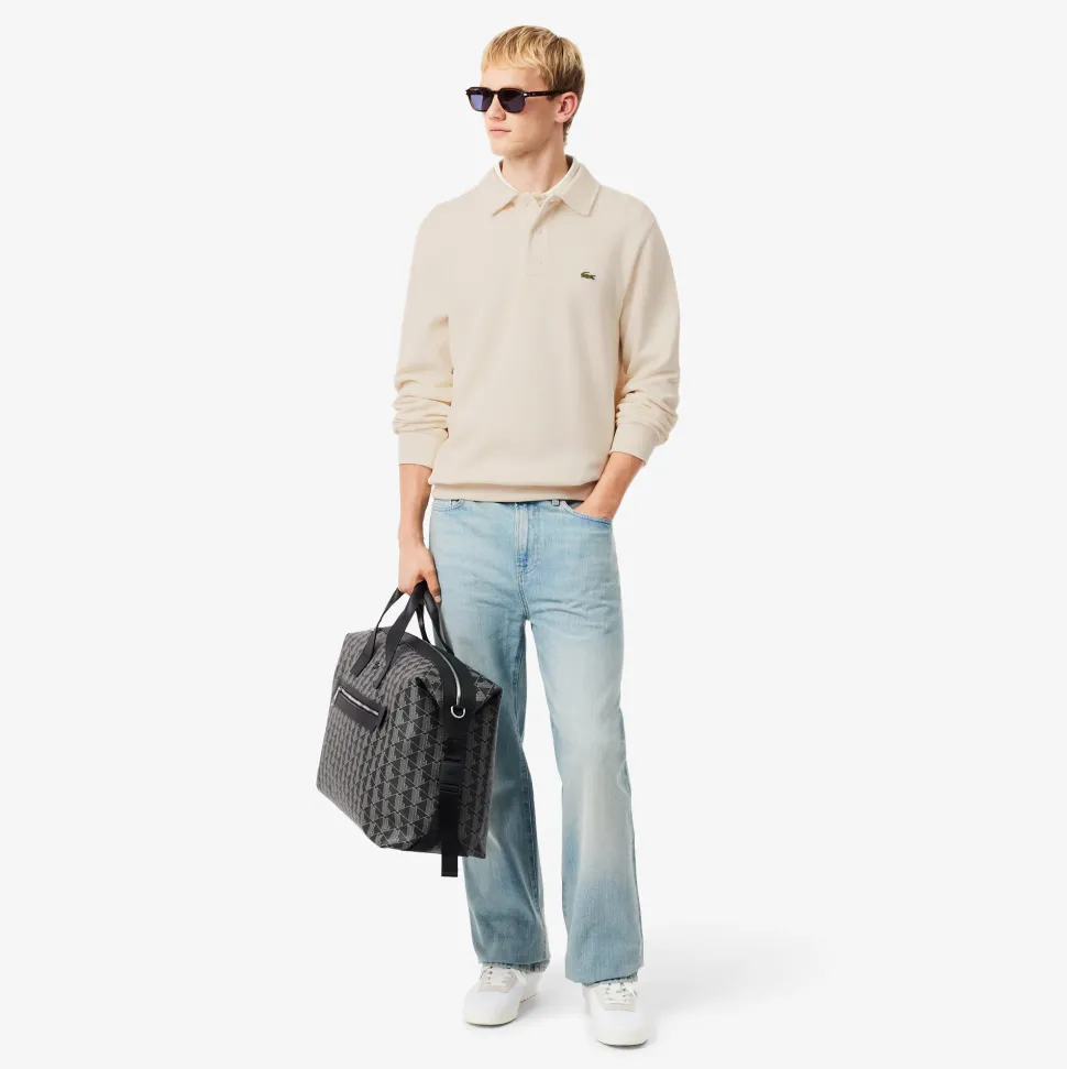 Lacoste miesten collegepaita Classic Fit Polo Collar Ribbed Sweater, luonnonvalkoinen