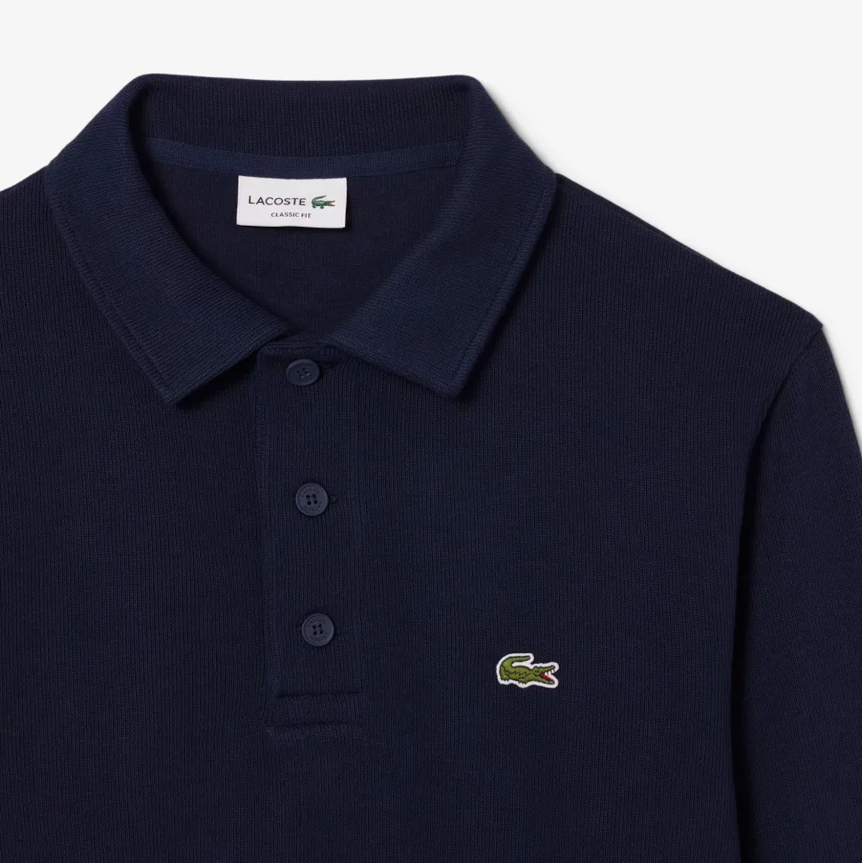 Lacoste miesten collegepaita Classic Fit Polo Collar Ribbed Sweater, tummansininen