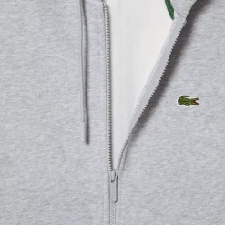 Lacoste Miesten Huppari, LACOSTE REGULAR FIT BRUSHED ZIPPERED Vaaleanharmaa Melee
