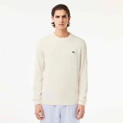 Lacoste miesten neulepusero, REGULAR FIT CREW NECK SWEATER Luonnonvalkoinen