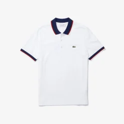 Lacoste Miesten Pikeepaita, REGULAR FIT STRECH COTTON PIQUE CONTRAST Valkoinen