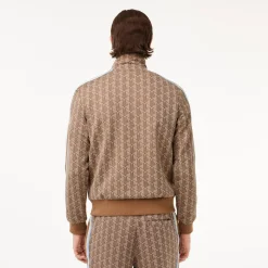 Lacoste Miesten Verryttelytakki, PARIS JACQUARD MONOGRAM ZIPPED Ruskea Kuosillinen