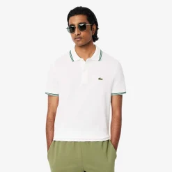 lacosten miesten pikeepaita, RIBBED COLLAR SHIRT Valkoinen
