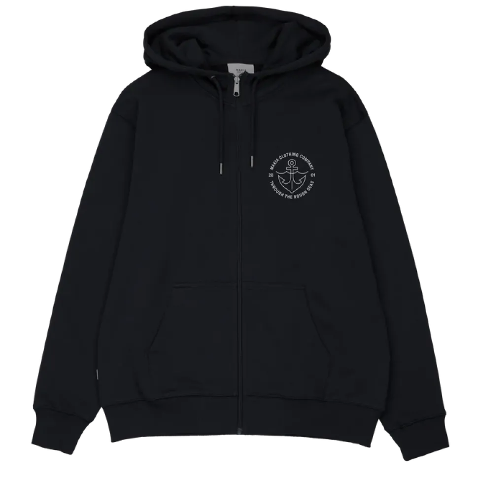 Makia miesten huppari, Hook Hooded Zip Sweatshirt Musta