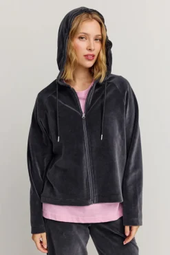 Makia naisten huppari Anne Zip Hoodie, tummanharmaa