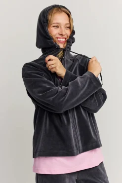 Makia naisten huppari Anne Zip Hoodie, tummanharmaa