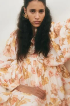 Malina naisten mekko, TYRA HIGH NECK BALLOON SLEEVE MINI DRESS Monivärinen Kuosi