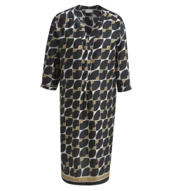 Milano Italy naisten mekko, DRESS 3/4 SLEEVE BLACK PRINT Musta Kuosi