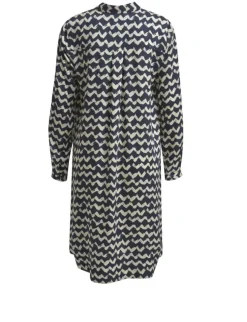 Milano Italy naisten mekko, DRESS LS NAVY PRINT Sininen Kuosi