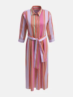 Milano Italy naisten mekko, DRESS 3/4 W BELT Moniväriraita
