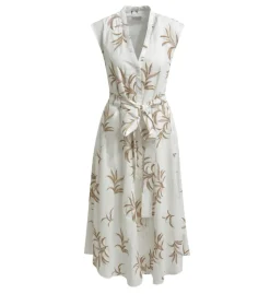 Milano Italy naisten mekko, MIDIDRESS WHITE PRINT Valkopohjainen Kuosi