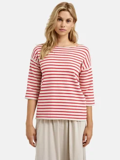 Milano Italy naisten neule, PULLOVER 3/4 POPPY PRINT Oranssiraita