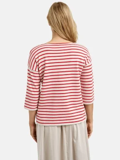 Milano Italy naisten neule, PULLOVER 3/4 POPPY PRINT Oranssiraita