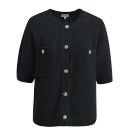 Milano Italy naisten neuletakki, CARDIGAN 1/2 SLEEVE BLACK Musta
