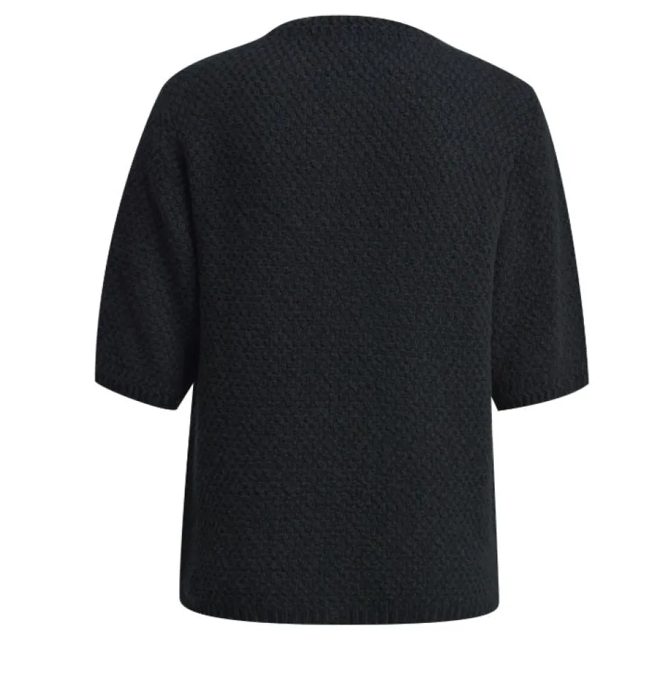 Milano Italy naisten neuletakki, CARDIGAN 1/2 SLEEVE BLACK Musta