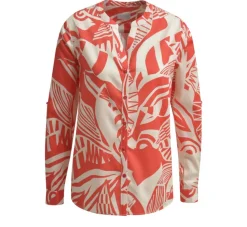 Milano Italy naisten pusero, BLOUSE LS POPPY PRINT Oranssi Kuosi