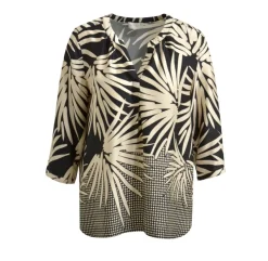 Milano Italy naisten pusero, BLOUSE BLACK PRINT Musta Kuosi
