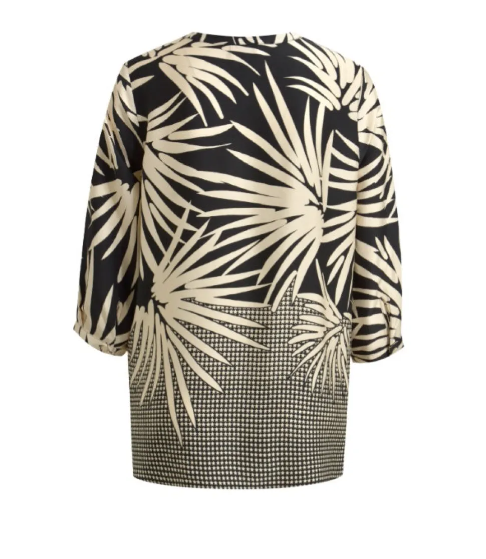 Milano Italy naisten pusero, BLOUSE BLACK PRINT Musta Kuosi
