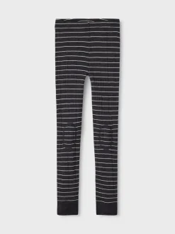 Name It alushousut, NKMWANG WOOL NEE LONGJOHN Raidallinen Musta
