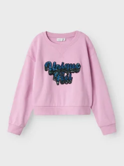 Name It lasten college, NKFLASANNE LS LOOSE SHORT SWEAT Pinkki