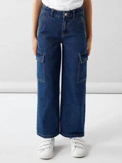 Name It lasten farkut, NKFROSE HW WIDE CARGO JEANS Indigo