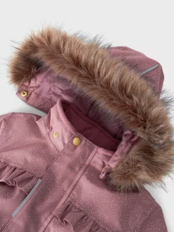 Name It Lasten Haalari, NMFSNOW10 SUIT FRILL GLITTER Vaaleanpunainen Kuosi