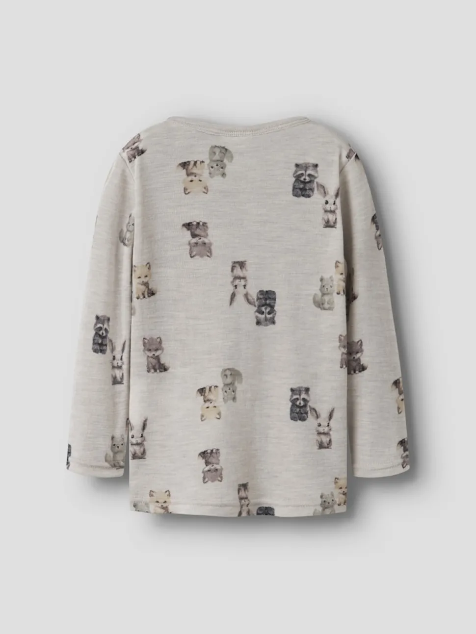 Name It Lasten Merinovillainen Paita, NMMWang Wool Rib LS Top AOP Kuosillinen Beige