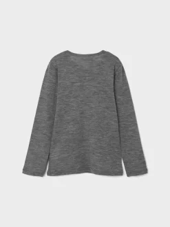 Name It Lasten Merinovilla Paita NKMWANG WOOL PLAIN LS TOP Tummanharmaa