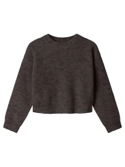 Name It lasten neule, NKFHOLLY LS BOXY SHORT KNIT NOOS Tummanruskea