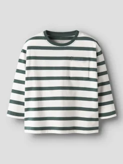 Name It lasten paita, NMMLEROY LS RLX TOP Raidallinen Vihreä