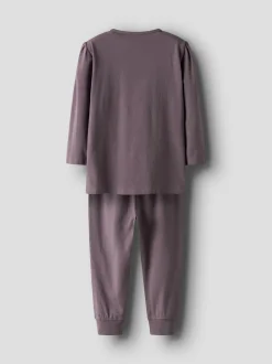 Name It lasten pyjama NMFOLINA STITCH LS NIGHTSET, tumma luumunpunainen
